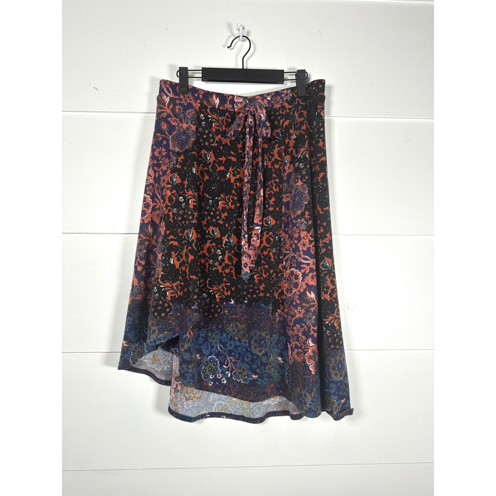 Maeve‎ x Anrthopologie faux wrap skirt knit high-low womens medium boho midi